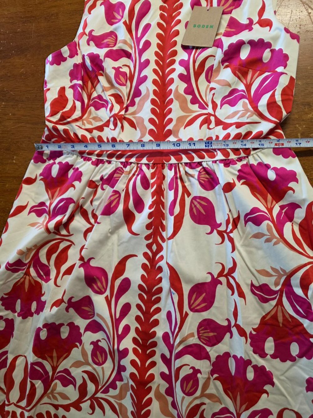 Boden Fit and Flare Maxi-Midi Hybrid Red and Purple Symmetrical Floral 10R - Picture 5 of 13
